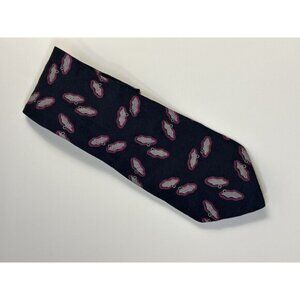 Giorgio Armani Men’s 100% Silk Tie Navy Pink Pattern Dress Designer Necktie